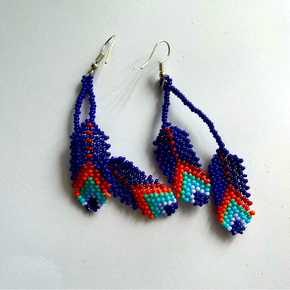 Beaded feather native earrings